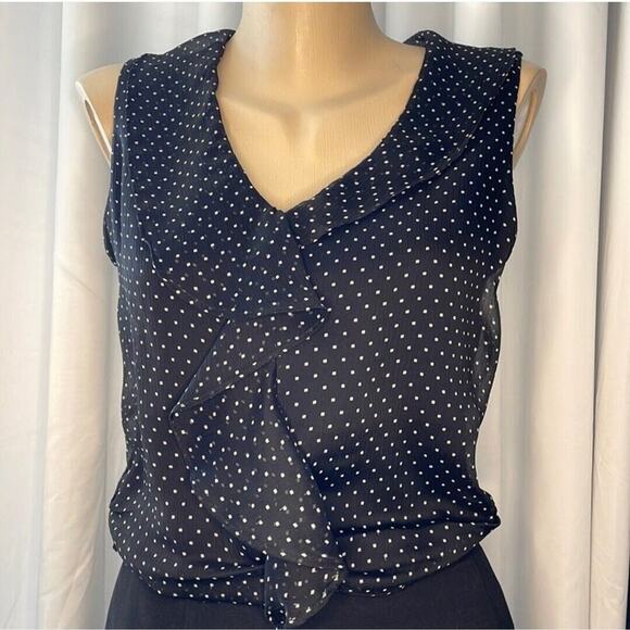 NEW YORK & COMPANY Size M Black White Squares Stretch Womens Formal Top Office - Picture 1 of 10